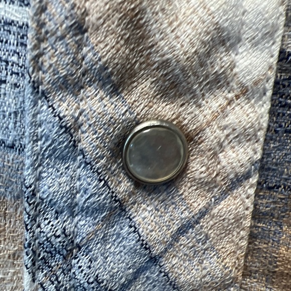 Rocking K Ranchwear Shirt Men M Brown/Blue Textured Short Sleeve  Pearl Snap Vtg - Picture 9 of 9